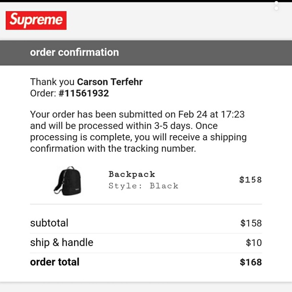 Supreme SS18 backpack